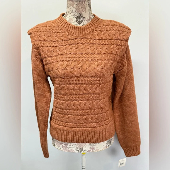 BLANK NYC Brown cable knit sweater size L - Picture 2 of 13